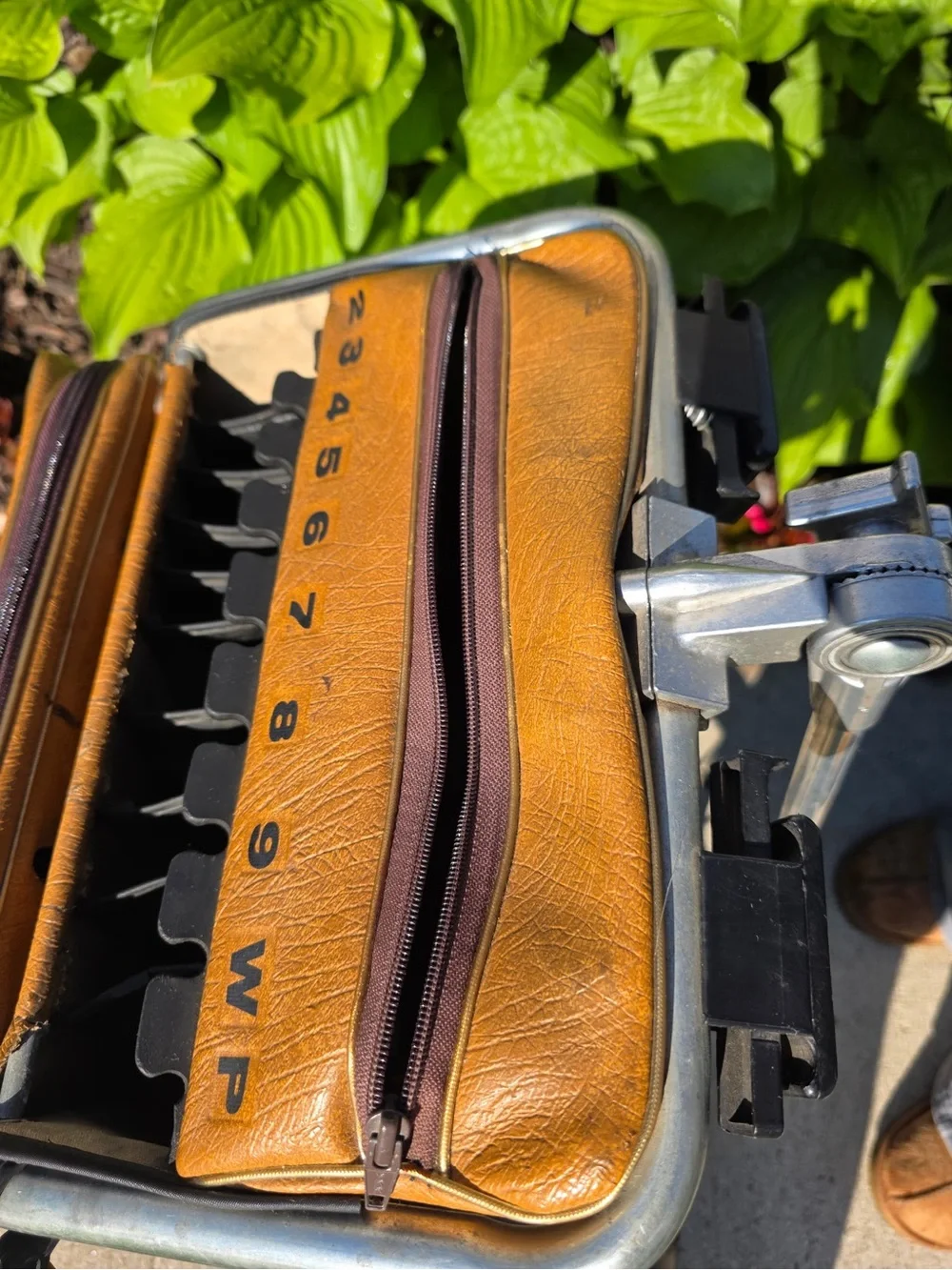 Vintage AJAY Riviera Deluxe Golf Bag/Cart | Collapsible Aluminum Tan Vinyl